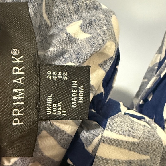 Primark Blue and White Patterned Cotton Dress with Orange Accents - Picture 11 of 14